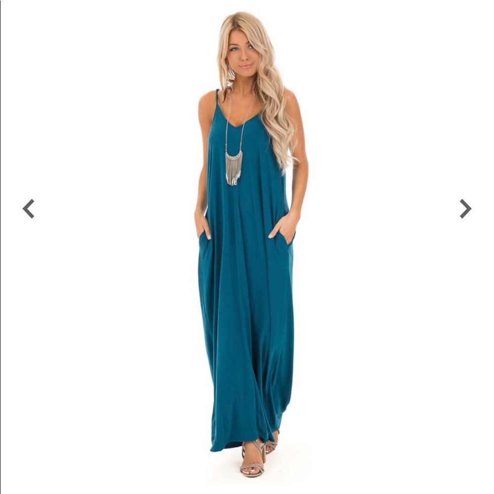 ☀️ Teal maxi dress with pockets Small 3/$30